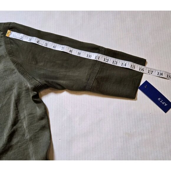 Apt 9 Womens Olive Green 3/4 Bell Sleeve Crew Neck Blouse Top Med Boho RN73277 - Picture 5 of 9